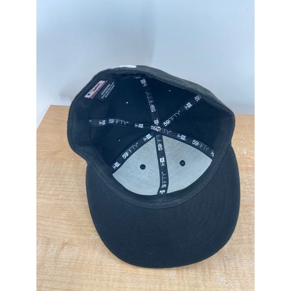 New Era 59FIFTY Miami Marlins MLB Fitted Hat Black Blue Size 7 3/8 Baseball Cap